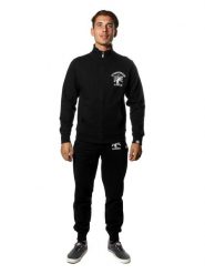 Bluza z bawełna z zamek błyskawiczny na trening. Czarne bluzy bez kaptura męskie LEONE 1947 APPAREL, bez wzorów, z bawełny, bez kołnierzyka, bez ramiączek. Za 105.21 zł.