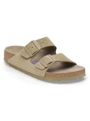 Birkenstock Skórzane klapki "Arizona" w kolorze beżowym rozmiar: 38. Brązowe klapki damskie Birkenstock, bez wzorów, bez obcasa. Za 509.08 zł.