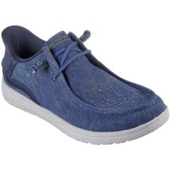 Buty sportowe męskie Skechers Melson Coronado. Niebieskie buty sportowe na co dzień męskie Skechers, z tkaniny, bez zapięcia. Za 490.00 zł.