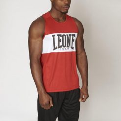 Tank top treningowy LEONE 1947 Shock Boxing. Czerwone topy damskie LEONE 1947, m, bez wzorów, bez kołnierzyka. Za 73.99 zł.