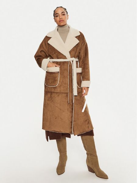 Dixie Kożuch K683K010A Brązowy Regular Fit. Brązowe futra damskie Dixie, m. Za 749.99 zł.