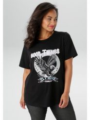 Aniston Koszulka w kolorze czarnym rozmiar: 54. Czarne t-shirty damskie Aniston, bez wzorów, bez kołnierzyka. Za 52.42 zł.