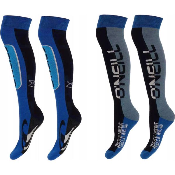 Skarpety narciarskie O'neill 201061006 2-pak. Niebieskie skarpetki damskie O'neill, bez wzorów, z wełny. W wyprzedaży za 89.90 zł.