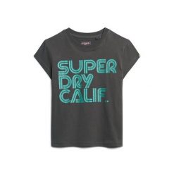 Koszulka damska z błyszczącym logo Superdry Retro. Czarne t-shirty damskie Superdry., l, bez wzorów, bez kołnierzyka. Za 143.70 zł.