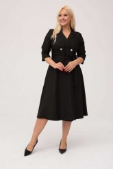 Elegancka czarna żakietowa sukienka Marietta XXL OVERSIZE. Czarne sukienki damskie Moda Size Plus Iwanek, do pracy, l, bez wzorów, z elastanu, biznesowe, bez kołnierzyka, bez ramiączek, mini, oversize. Za 325.00 zł.