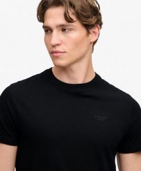 Superdry Koszulka Essential Stacked Logo z organicznej bawełny. Czarne t-shirty damskie Superdry., l, bez wzorów, z bawełny, bez kołnierzyka. Za 148.90 zł.