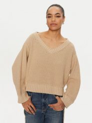 PINKO Sweter Spiga 102803 A1KP Beżowy Regular Fit. Brązowe swetry klasyczne damskie Pinko, m, z bawełny, bez kołnierzyka. Za 749.99 zł.
