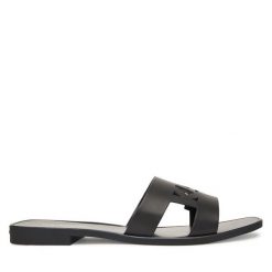 Klapki KARL LAGERFELD. Czarne klapki damskie Karl Lagerfeld, bez wzorów, bez obcasa. Za 439.99 zł.