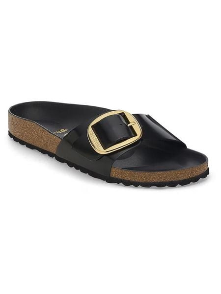 Birkenstock Skórzane klapki "Madrid" w kolorze czarnym rozmiar: 36. Czarne klapki damskie Birkenstock, bez wzorów, bez obcasa. Za 482.03 zł.