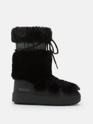 Moon Boot LTRACK Faux Fur High WP Śniegowce damskie. Czarne śniegowce damskie Moon Boot, z futra, przed kolano. W wyprzedaży za 903.20 zł.