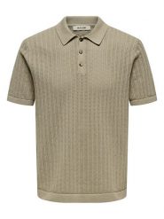 ONLY & SONS Koszulka polo w kolorze beżowym rozmiar: L. Brązowe koszulki polo męskie Only & Sons, l, bez wzorów, prążkowane, bez ramiączek. Za 109.52 zł.