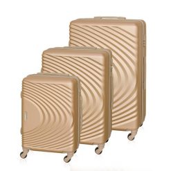 Zestaw walizek BETLEWSKI ZEST BWA-055 złoty. Żółte walizki Betlewski, bez wzorów, z materiału, małe. Za 539.99 zł.