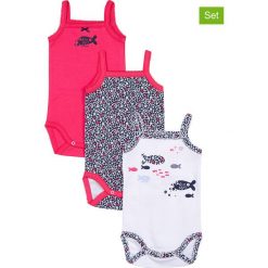 Body (3 szt.) w kolorze różowym, granatowym i białym. Białe body niemowlęce Absorba & DIM, bez wzorów, z bawełny, bez ramiączek. W wyprzedaży za 35.95 zł.