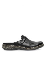Rieker Klapki 46393-00 Czarny. Czarne klapki damskie Rieker, bez wzorów, z materiału, bez obcasa. Za 239.99 zł.