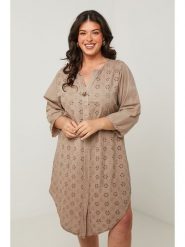 Curvy Lady Sukienka w kolorze szarobrązowym rozmiar: 48/50. Brązowe sukienki damskie Curvy Lady, bez wzorów, klasyczne, bez kołnierzyka, bez ramiączek, midi. Za 162.11 zł.