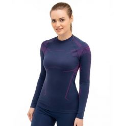Bluza termoaktywna Damska Brubeck DRY. Fioletowe bluzy sportowe damskie Brubeck, l, bez wzorów, z dzianiny, bez ramiączek, długie, bez kaptura. Za 134.99 zł.