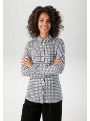 Aniston Bluzka w kolorze czarno-białym rozmiar: 34. Białe bluzki damskie Aniston, bez wzorów, z wiskozy, bez kołnierzyka, bez ramiączek. Za 44.09 zł.