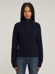G-Star Sweter w kolorze granatowym rozmiar: S. Niebieskie golfy damskie G-Star, s, bez wzorów, ze splotem, bez ramiączek. Za 232.78 zł.