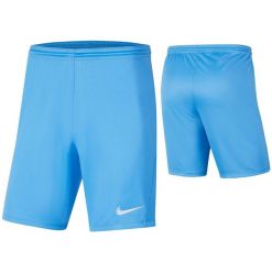 Spodenki piłkarskie męskie Nike Dry Park III treningowe szybkoschnące Dri Fit. Niebieskie szorty męskie Nike, bez kołnierzyka. Za 61.00 zł.