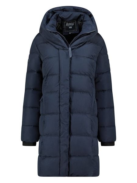 Geographical Norway Płaszcz zimowy "Djamilalimo" w kolorze granatowym rozmiar: L. Niebieskie płaszcze damskie Geographical Norway, na zimę, l, bez wzorów, z puchu. Za 414.33 zł.