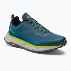 Buty trekkingowe męskie Jack Wolfskin Terrashelter Low. Niebieskie buty trekkingowe męskie Jack Wolfskin, z materiału, bez zapięcia, trekkingowe. Za 649.00 zł.