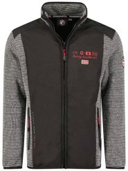 Geographical Norway Kurtka polarowa "Tonio" w kolorze szaro-czarnym rozmiar: S. Czarne kurtki męskie Geographical Norway, s, z aplikacjami, z materiału, bez kaptura. Za 118.56 zł.