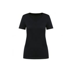 Damska koszulka suprima v-neck Kariban Premium. Czarne bluzki damskie KARIBAN, bez wzorów, z bawełny, bez kołnierzyka, bez ramiączek. Za 109.00 zł.