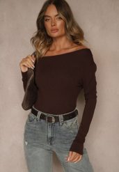 Brązowa Bluzka z Wiskozy z Dekoltem o Asymetrycznym Kroju Emmea. Brązowe bluzki damskie Renee, l, bez wzorów, z jeansu, klasyczne, z asymetrycznym kołnierzem, bez ramiączek. Za 59.99 zł.