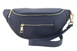Damska torebka nerka skórzana z kieszenią - Granatowa. Niebieskie torebki klasyczne damskie Barberinis, bez wzorów, ze skóry, małe, bez dodatków. Za 187.99 zł.