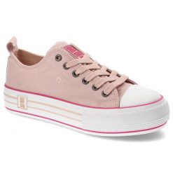 Różowe Trampki Big Star Damskie Stylowe Buty. Czerwone trampki i tenisówki damskie Big Star, bez wzorów, z materiału. Za 149.00 zł.