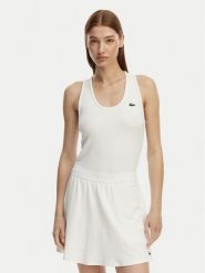 Lacoste Top TF0160 Biały Slim Fit. Białe topy damskie Lacoste, bez wzorów, z syntetyku, bez kołnierzyka. Za 209.99 zł.
