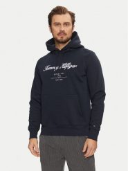 Tommy Hilfiger Bluza Script Logo MW0MW33631 Granatowy Regular Fit. Niebieskie bluzy bez kaptura męskie Tommy Hilfiger, m, z bawełny. Za 299.99 zł.