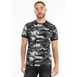 T-shirt o klasycznym kroju Lonsdale Gunnista. Szare t-shirty męskie Lonsdale, z aplikacjami, z gumy, bez kołnierzyka. Za 183.50 zł.