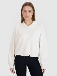 4F Bluza dresowa cropped nierozpinana z kapturem damska 4F x Anna Lewandowska - biała M. Białe bluzy sportowe damskie 4f, m, z bawełny. Za 149.99 zł.