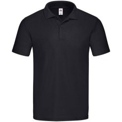 Męska Oryginalna Koszulka Polo. Czarne koszulki polo męskie Fruit of the Loom, m, bez wzorów, bez ramiączek. Za 46.99 zł.