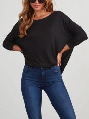 Milan Kiss Bluzka w kolorze czarnym rozmiar: L. Czarne bluzki damskie Milan Kiss, l, bez wzorów, bez kołnierzyka, bez ramiączek. Za 126.99 zł.