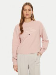 Tommy Hilfiger Bluza Modern Script WW0WW43844 Różowy Regular Fit. Czerwone bluzy bez kaptura damskie Tommy Hilfiger, xl, z bawełny. Za 329.99 zł.