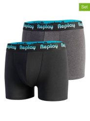 Replay Underwear Bokserki (2 pary) w kolorze szarym i czarnym rozmiar: S. Czarne bokserki męskie Replay Underwear, bez wzorów. Za 43.99 zł.