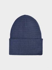 4F Czapka zimowa uniseks - granatowa Uniwersalny. Niebieskie czapki męskie 4f, na zimę, bez wzorów, z materiału, klasyczne. W wyprzedaży za 29.99 zł.