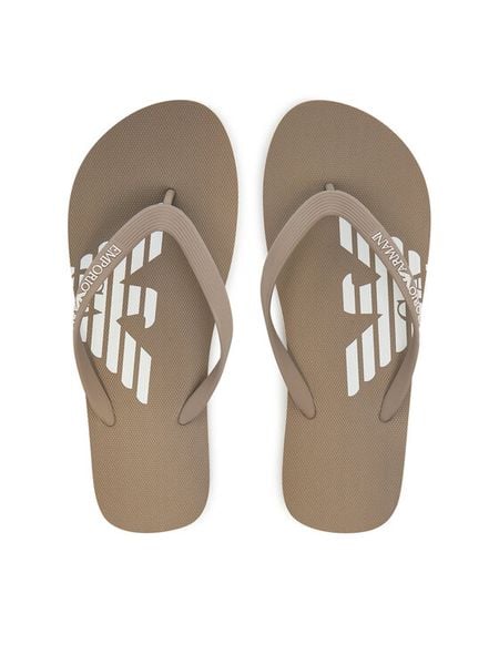 Emporio Armani Japonki XVQS08 XN746 U539 Beżowy. Brązowe klapki damskie Emporio Armani, bez wzorów, z syntetyku, bez obcasa. Za 279.99 zł.