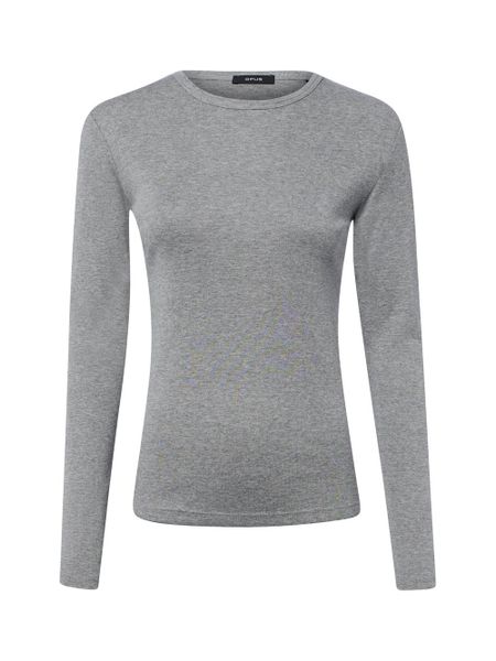 Opus Koszulka z długim rękawem Kobiety Bawełna szary, 38. Szare t-shirty damskie Opus, bez wzorów, z bawełny, bez kołnierzyka. Za 149.95 zł.