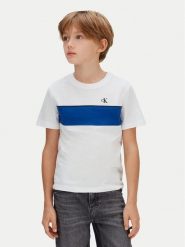 Calvin Klein Jeans T-Shirt Panel Colorblock IB0IB02609 Biały Regular Fit. Białe t-shirty chłopięce Calvin Klein Jeans, bez wzorów, z bawełny, bez ramiączek. Za 129.99 zł.