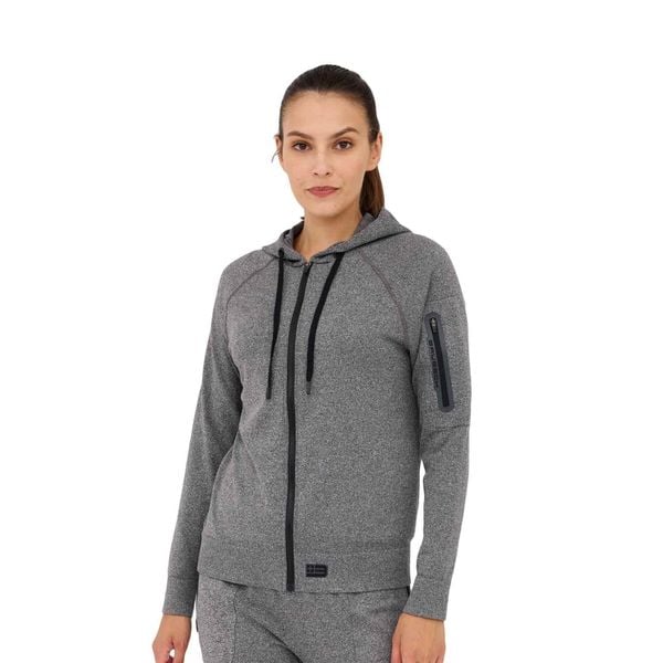 Bluza damska wełniana z kapturem Brubeck OUTDOOR MERINO. Szare bluzy z kapturem damskie Brubeck, xl, z elastanu. Za 399.00 zł.