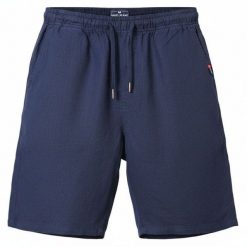 Letnie Lniane Szorty (Krótkie Spodenki) - Pako Jeans - Granatowe. Szorty męskie Pako Jeans, z jeansu, bez kołnierzyka. Za 159.00 zł.