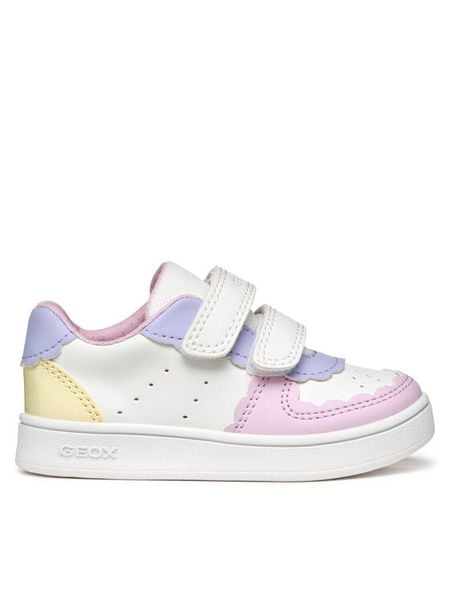 Geox Sneakersy B Eclyper B555MA 000BC C1372 Biały. Białe buty sportowe dziewczęce Geox, bez wzorów, ze skóry, bez zapięcia. Za 199.99 zł.