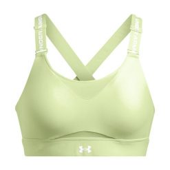 Biustonosz treningowy Under Armour Infinity High 2.0. Zielone biustonosze sportowe damskie Under Armour, bez wzorów. Za 189.99 zł.