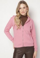 Ciemnoróżowa Bluza z Kapturem Zapinana na Suwak Erekai. Czerwone bluzy z kapturem damskie Born2be, l, z dzianiny. Za 109.99 zł.