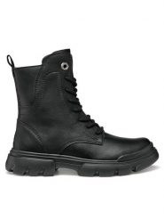 Geox Kozaki J Junette J56HVB 000BC C9999 S Czarny. Czarne kozaki dziewczęce Geox, bez wzorów, ze skóry, bez obcasa. Za 289.99 zł.