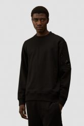 C.P. COMPANY Czarna męska bluza Crew Neck. Czarne bluzy bez kaptura męskie C.P. Company, m, z bawełny. W wyprzedaży za 629.99 zł.