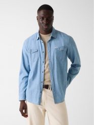 Guess Koszula 183286 Niebieski Classic Fit. Niebieskie koszule męskie Guess, m, z aplikacjami, z bawełny, bez kołnierzyka, bez ramiączek. Za 434.99 zł.